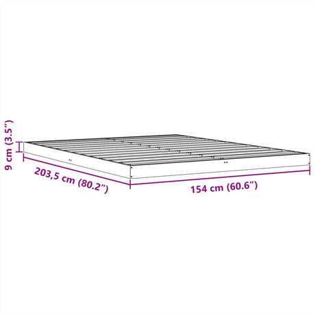 Bedframe massief grenenhout wasbruin 150x200 cm