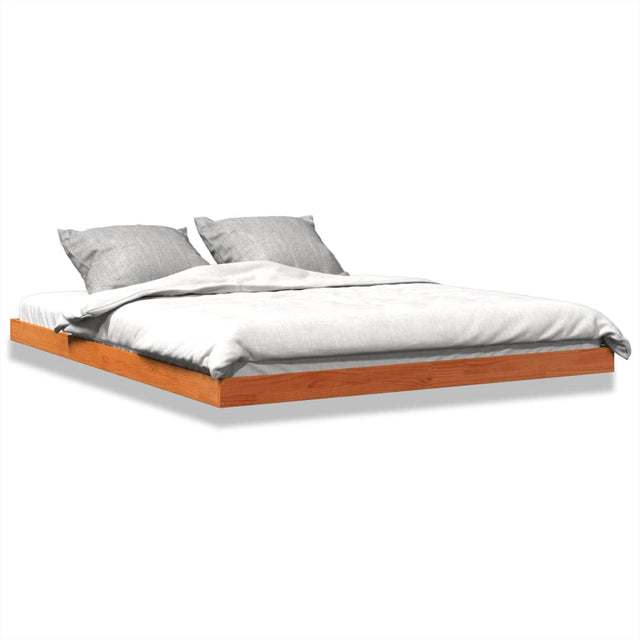 Bedframe massief grenenhout wasbruin 150x200 cm
