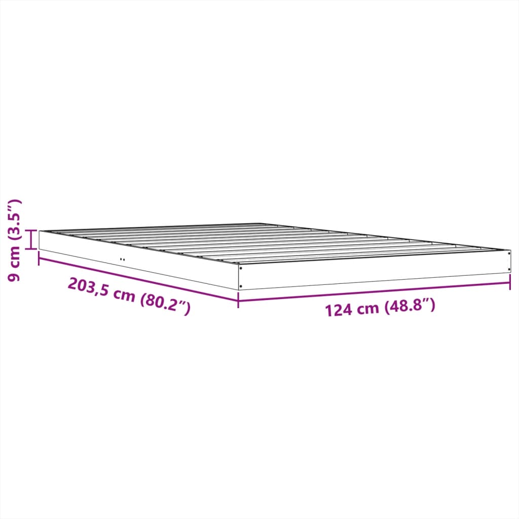 Bedframe massief grenenhout wasbruin 120x200 cm