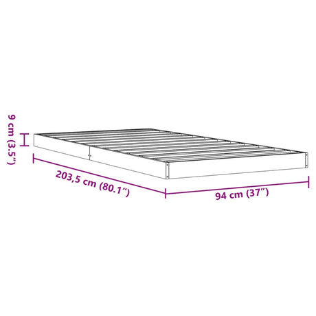 Bedframe massief grenenhout wasbruin 90x200 cm