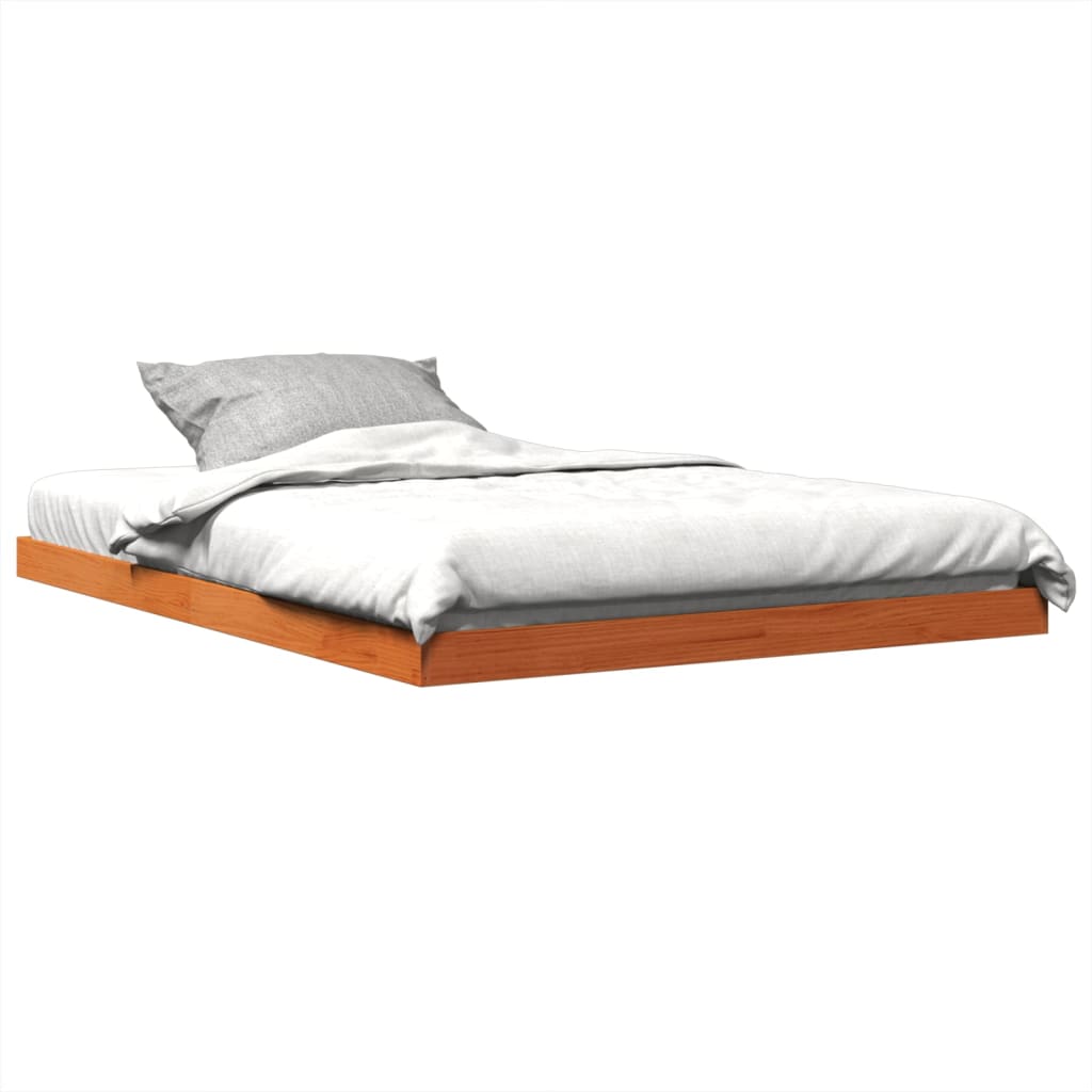 Bedframe massief grenenhout wasbruin 135x190 cm