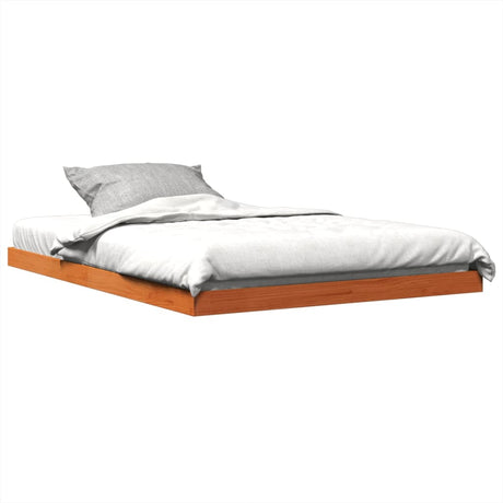 Bedframe massief grenenhout wasbruin 135x190 cm