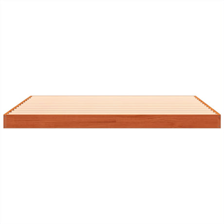 Bedframe massief grenenhout wasbruin 135x190 cm