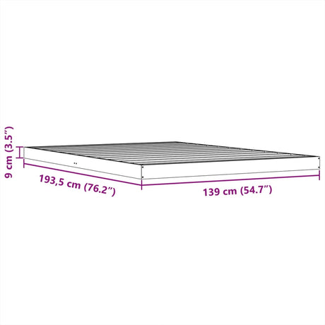 Bedframe massief grenenhout wasbruin 135x190 cm