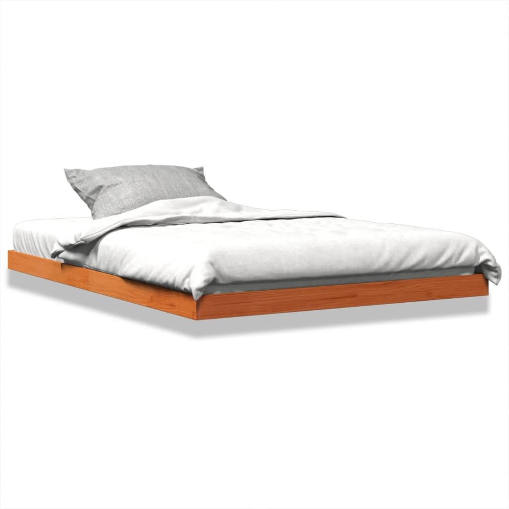 Bedframe massief grenenhout wasbruin 135x190 cm
