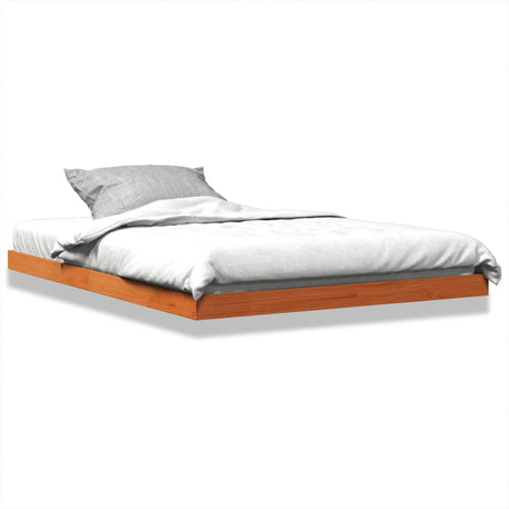 Bedframe massief grenenhout wasbruin 135x190 cm