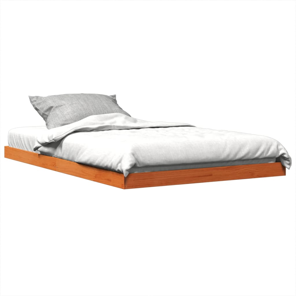 Bedframe massief grenenhout wasbruin 120x190 cm