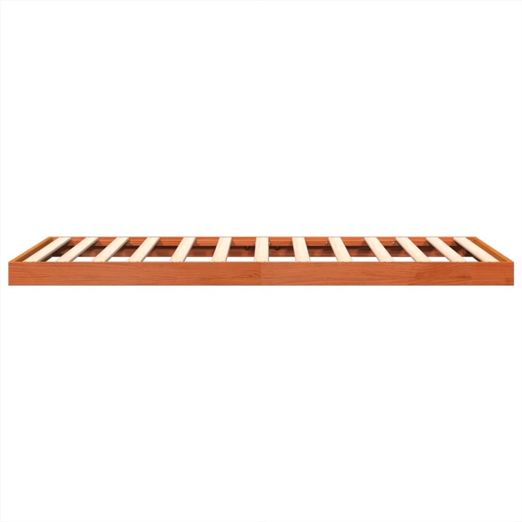 Bedframe massief grenenhout wasbruin 120x190 cm