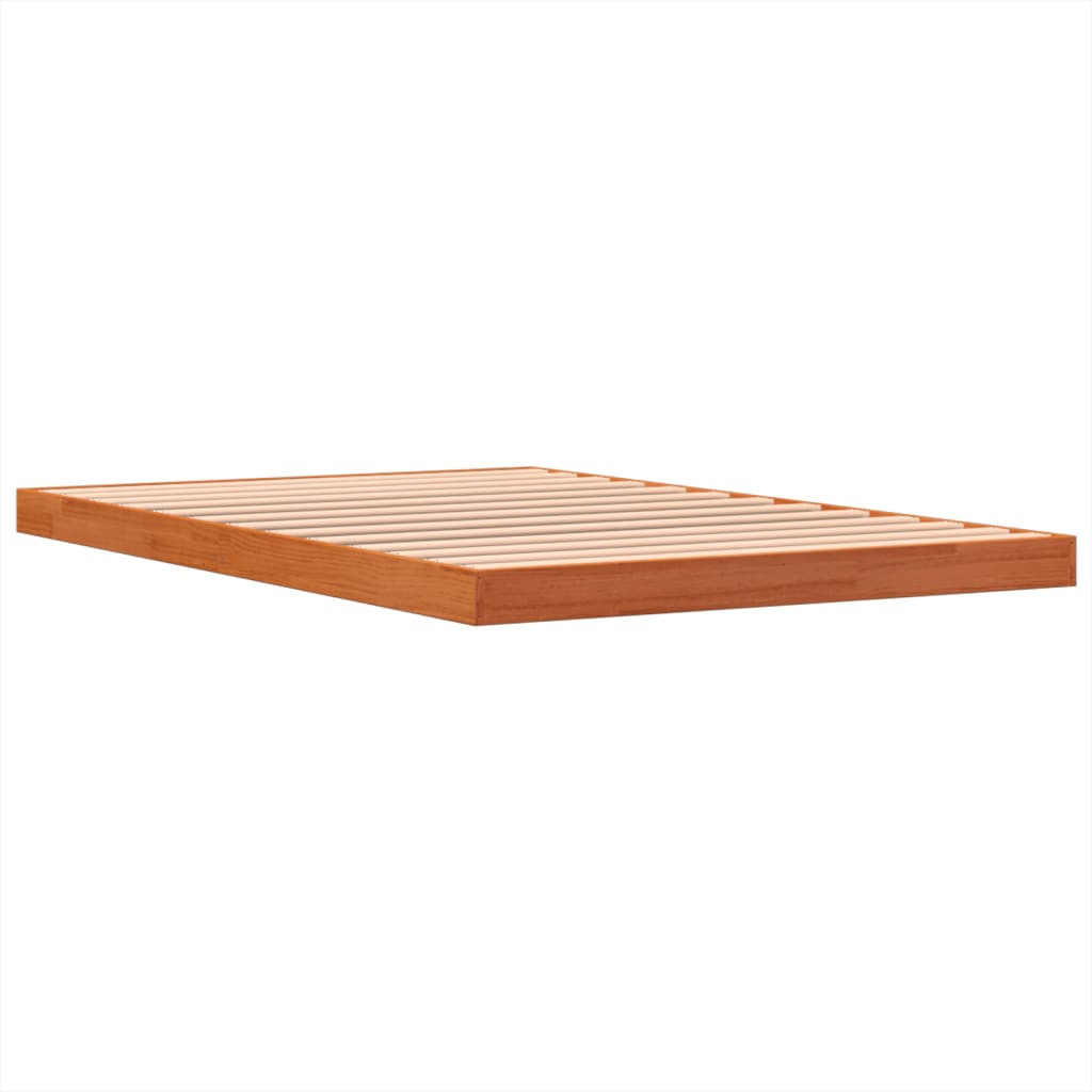 Bedframe massief grenenhout wasbruin 120x190 cm