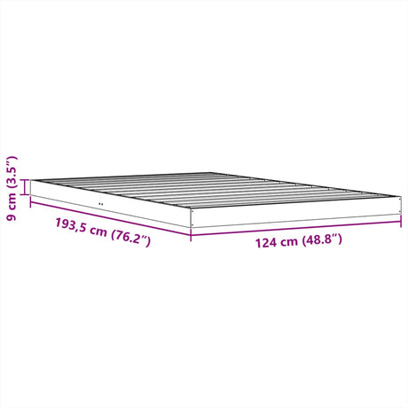 Bedframe massief grenenhout wasbruin 120x190 cm