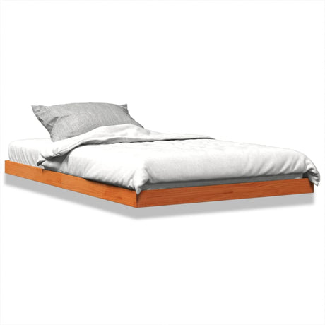 Bedframe massief grenenhout wasbruin 120x190 cm