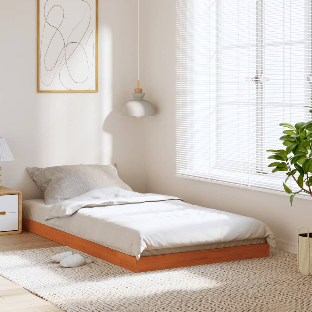 Bedframe massief grenenhout wasbruin 90x190 cm