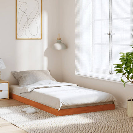 Bedframe massief grenenhout wasbruin 90x190 cm