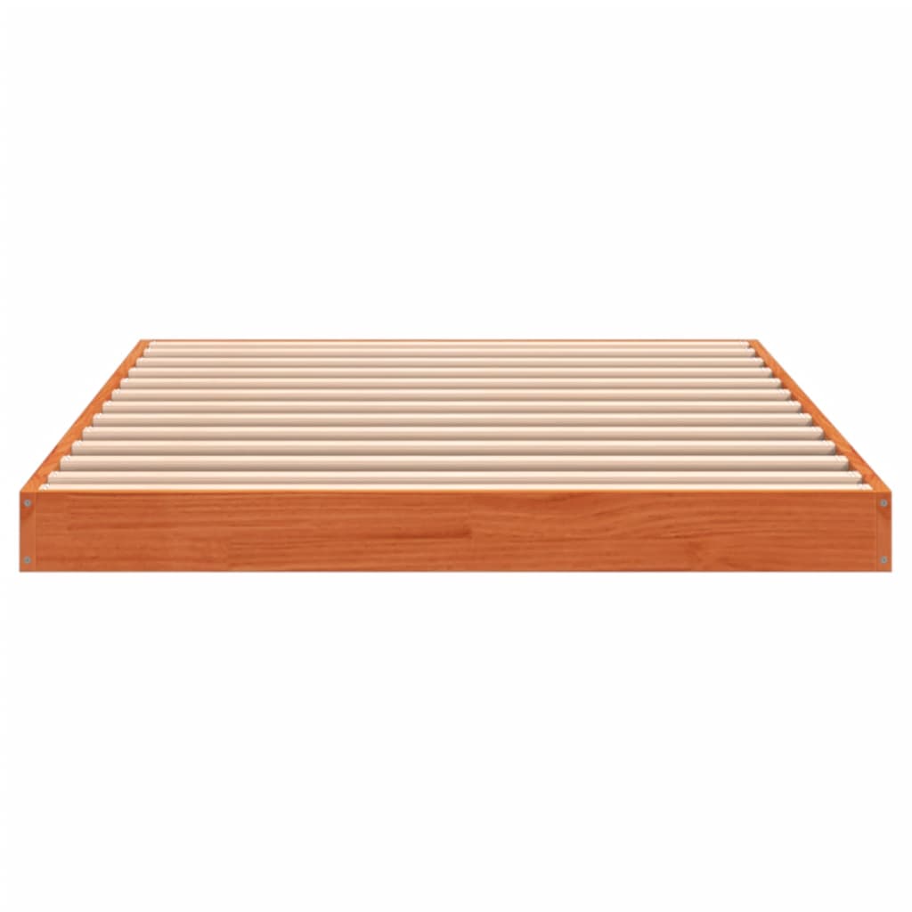 Bedframe massief grenenhout wasbruin 90x190 cm