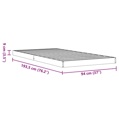 Bedframe massief grenenhout wasbruin 90x190 cm