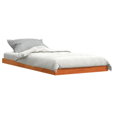 Bedframe massief grenenhout wasbruin 75x190 cm