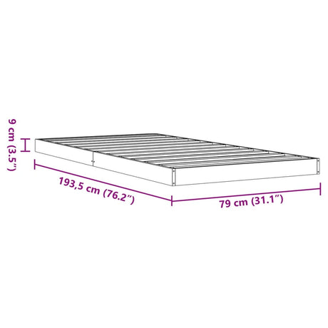 Bedframe massief grenenhout wasbruin 75x190 cm