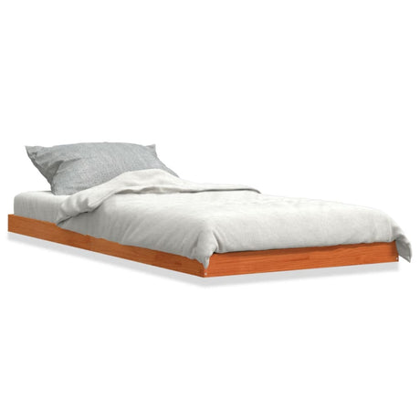 Bedframe massief grenenhout wasbruin 75x190 cm