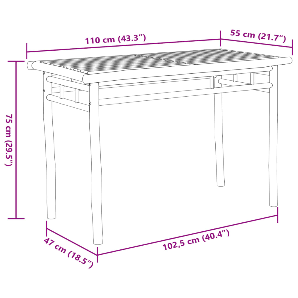 Tuintafel 110x55x75 cm bamboe - AllerleiShop