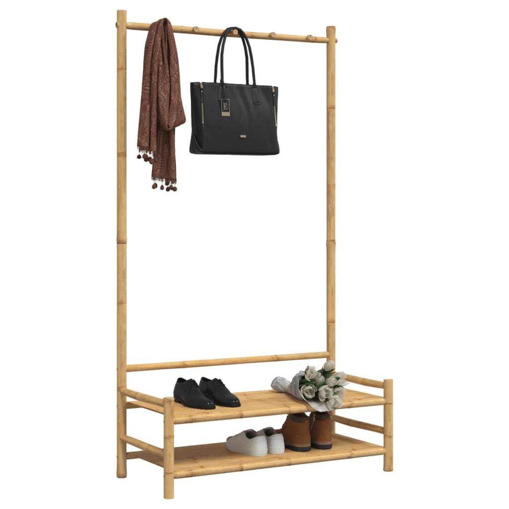 Kledingrek met schappen 103x40x183 cm bamboe - AllerleiShop