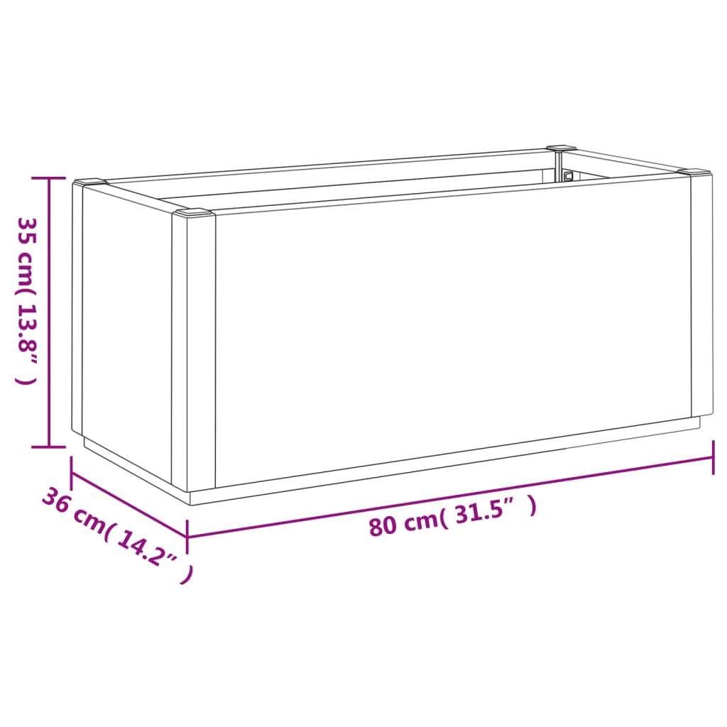 Plantenbak 80x36x35 cm polypropeen wit