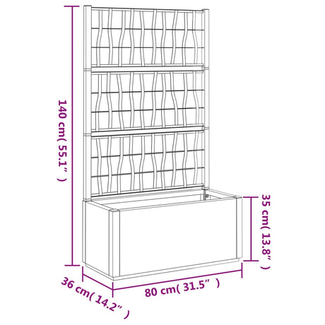 Plantenbak met latwerk 80x36x140 cm polypropeen wit - AllerleiShop