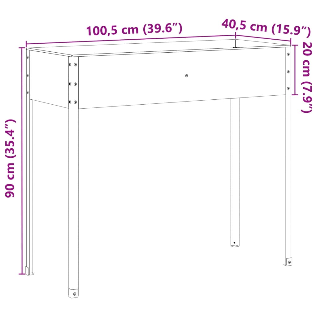 Plantenbak 100,5x40,5x90 cm weervast staal - AllerleiShop