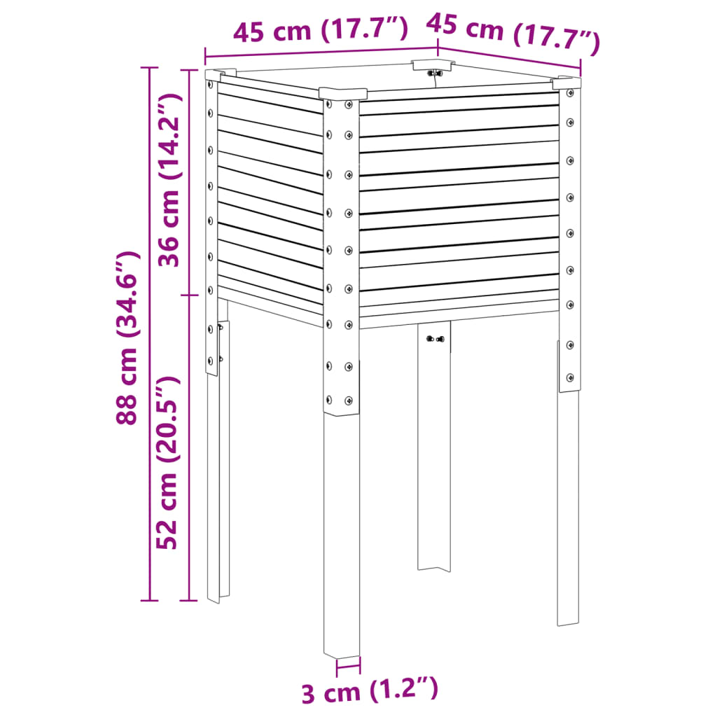 Plantenbak 45x45x88 cm staal groen - AllerleiShop