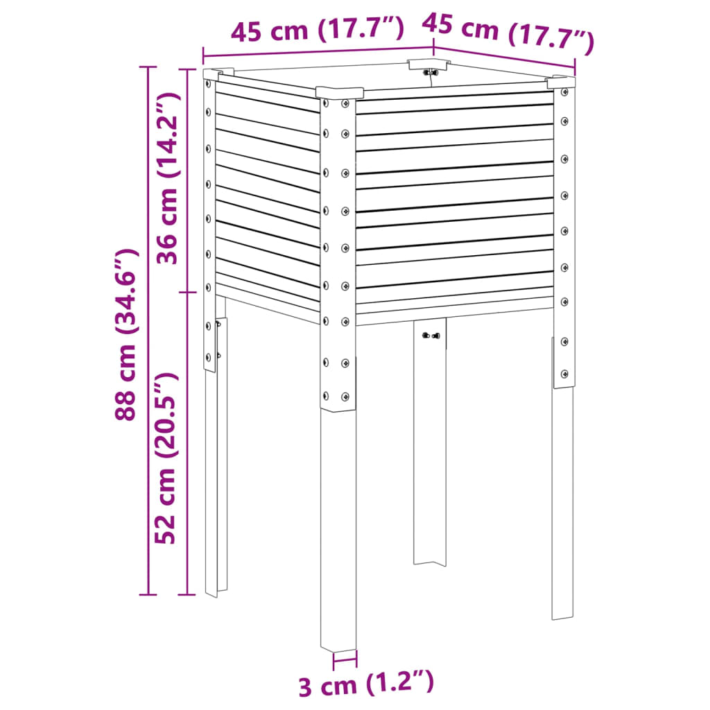 Plantenbak 45x45x88 cm staal bruin - AllerleiShop