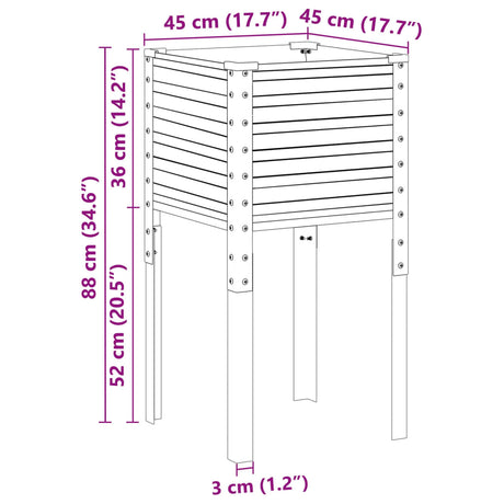 Plantenbak 45x45x88 cm staal bruin - AllerleiShop