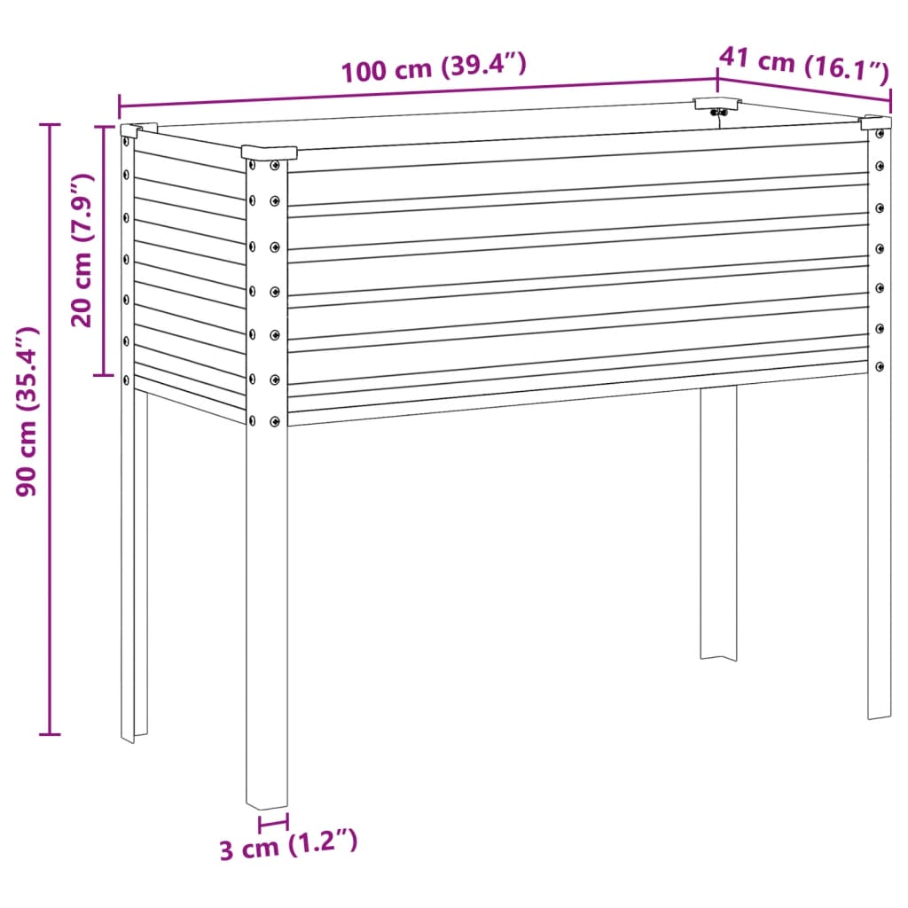 Plantenbak 100x41x90 cm staal groen - AllerleiShop