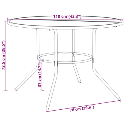 Terrastafel rond Ø110x72,5 cm gepoedercoat staal antracietkleur - AllerleiShop