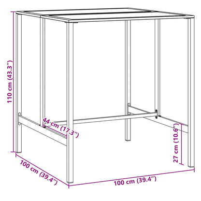 Bartafel 100x100x110 cm gepoedercoat staal zwart - AllerleiShop