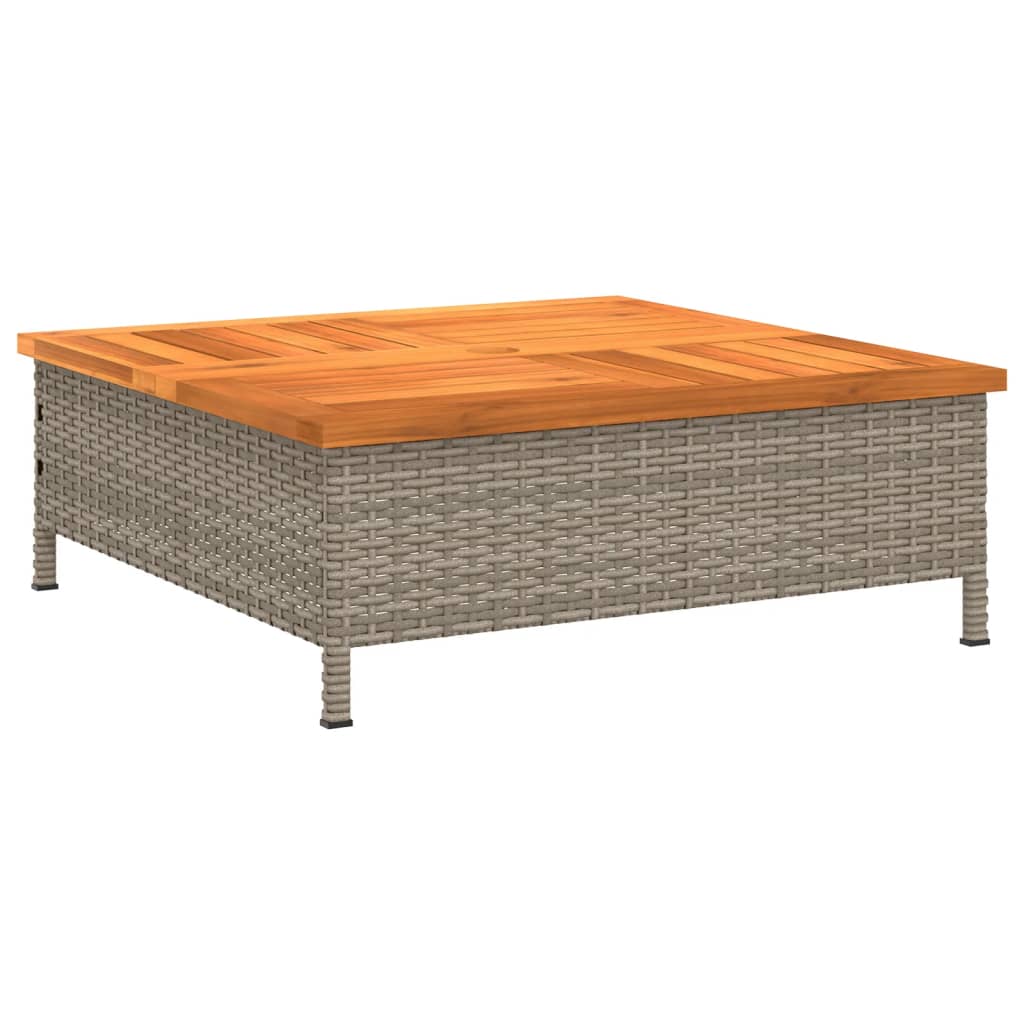 Tuintafel 70x70x25 cm poly rattan en acaciahout grijs - AllerleiShop