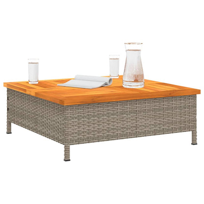 Tuintafel 70x70x25 cm poly rattan en acaciahout grijs - AllerleiShop