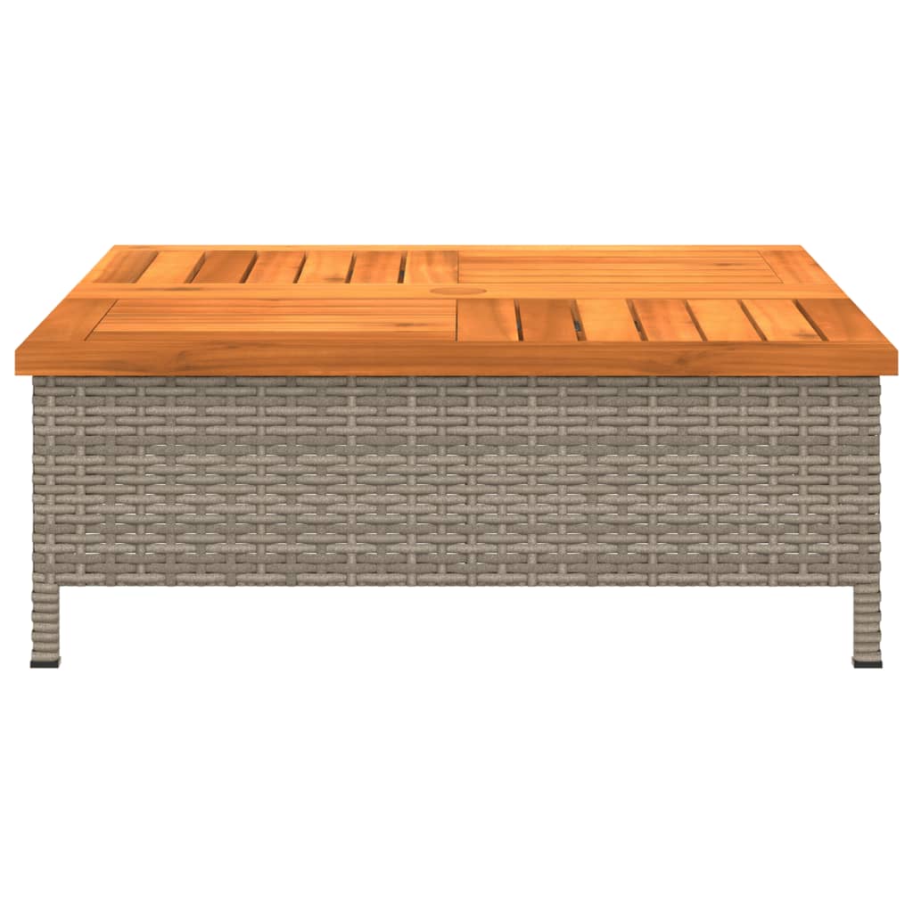 Tuintafel 70x70x25 cm poly rattan en acaciahout grijs - AllerleiShop