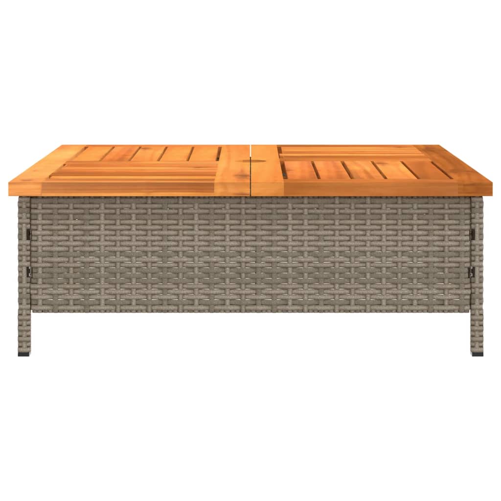 Tuintafel 70x70x25 cm poly rattan en acaciahout grijs - AllerleiShop