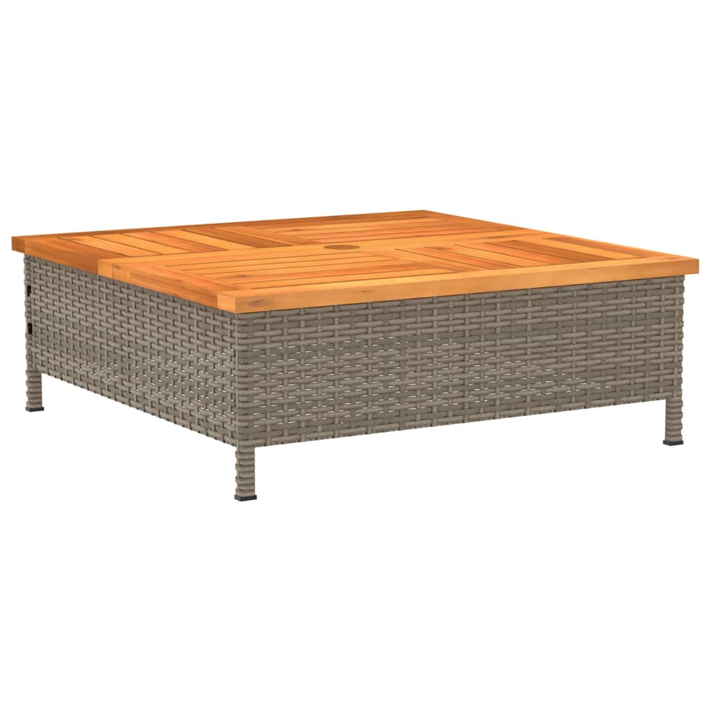 Tuintafel 70x70x25 cm poly rattan en acaciahout grijs - AllerleiShop