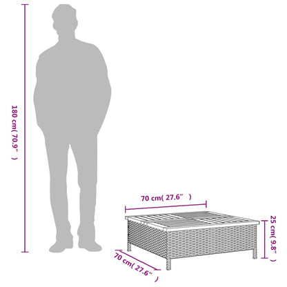 Tuintafel 70x70x25 cm poly rattan en acaciahout grijs - AllerleiShop