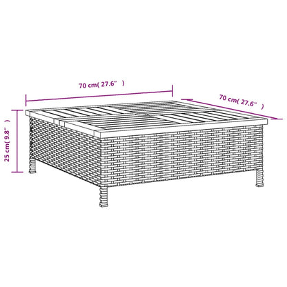 Tuintafel 70x70x25 cm poly rattan en acaciahout grijs - AllerleiShop