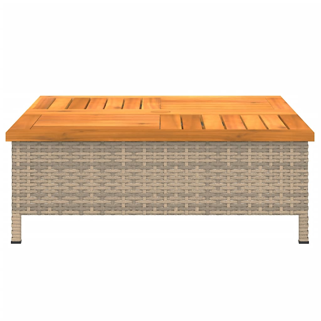 Tuintafel 70x70x25 cm poly rattan en acaciahout beige - AllerleiShop