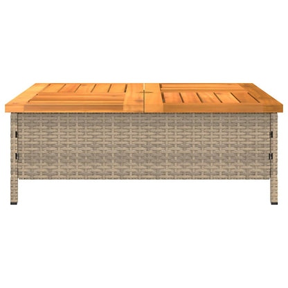 Tuintafel 70x70x25 cm poly rattan en acaciahout beige - AllerleiShop