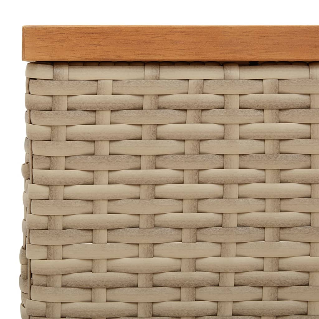 Tuintafel 70x70x25 cm poly rattan en acaciahout beige - AllerleiShop