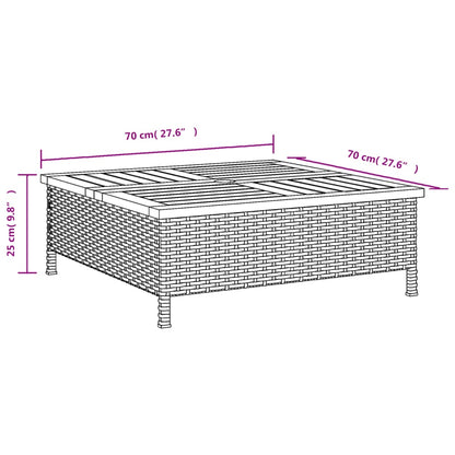 Tuintafel 70x70x25 cm poly rattan en acaciahout beige - AllerleiShop