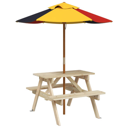 Picknicktafel voor 4 kinderen met parasol massief vurenhout - AllerleiShop