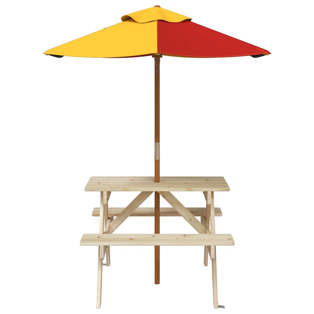 Picknicktafel voor 4 kinderen met parasol massief vurenhout - AllerleiShop