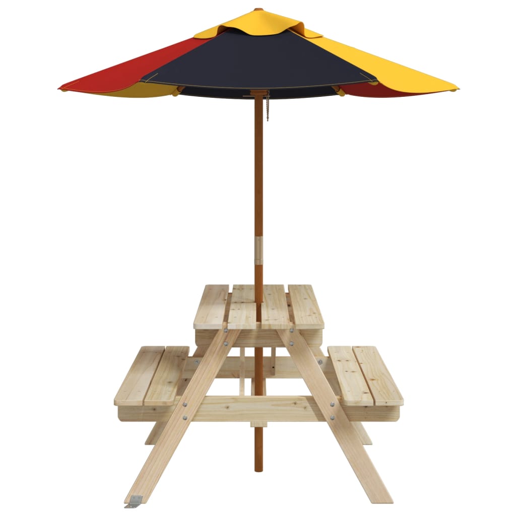 Picknicktafel voor 4 kinderen met parasol massief vurenhout - AllerleiShop