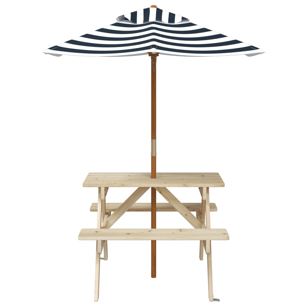 Picknicktafel voor 4 kinderen met parasol massief vurenhout - AllerleiShop