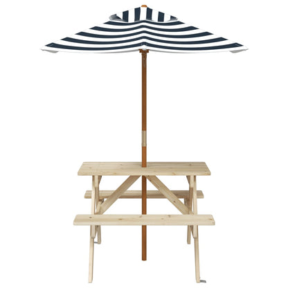 Picknicktafel voor 4 kinderen met parasol massief vurenhout - AllerleiShop