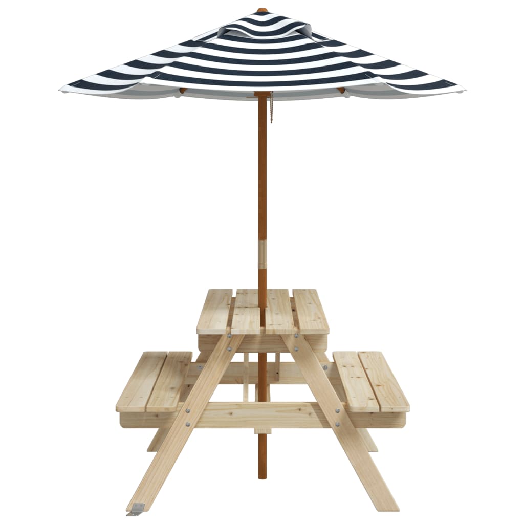 Picknicktafel voor 4 kinderen met parasol massief vurenhout - AllerleiShop